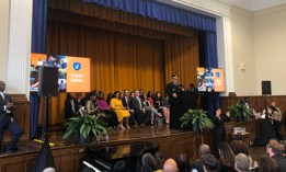 Philadelphia Police Commissioner Kevin Bethel speaks at Russell Conwell Middle School in Northeast Philadelphia on Thursday, April 11, 2024. 