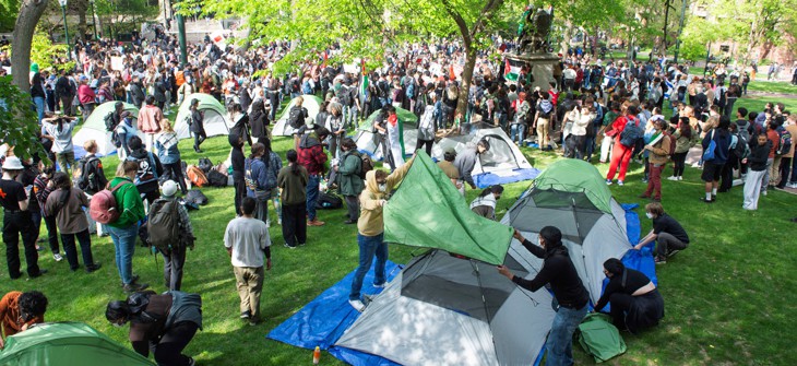 Students and faculty erect an encampment to protest the war in Gaza at the University of Pennsylvania
