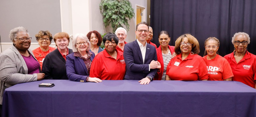 AARP Staff and Volunteers with Governor Shapiro at the release of Aging Our Way.