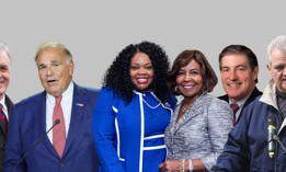 From left to right: Mark Schweiker, Ed Rendell; Katherine Gilmore Richardson with Blondell Reynolds Brown, Jim Gerlach and Bob Brady