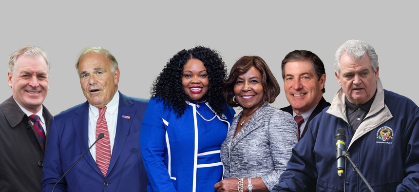 From left to right: Mark Schweiker, Ed Rendell; Katherine Gilmore Richardson with Blondell Reynolds Brown, Jim Gerlach and Bob Brady