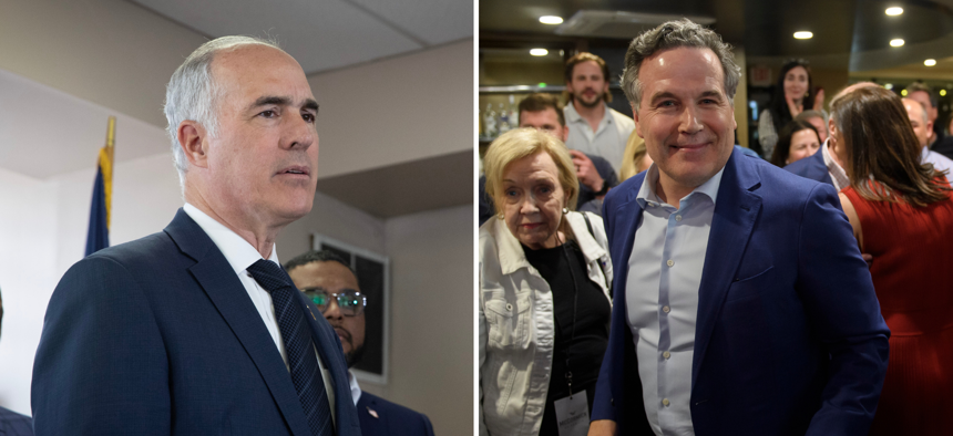 U.S. Sen. Bob Casey (left) and Republican Senate candidate Dave McCormick (right).