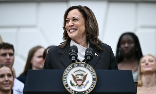 US Vice President Kamala Harris speaks during an event honoring NCAA championship teams from the 2023-2024 season in Washington, DC on July 22, 2024.