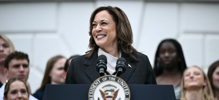 US Vice President Kamala Harris speaks during an event honoring NCAA championship teams from the 2023-2024 season in Washington, DC on July 22, 2024.
