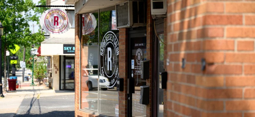 Razor Reese's Salon, in Hatboro, Pennsylvania, sits closed after an altercation between owner Maurice Byrd and neighbor Stephen Strassburg in the adjoining parking lot. Byrd, who maintains he was acting in self-defense, shot and killed Strassburg.