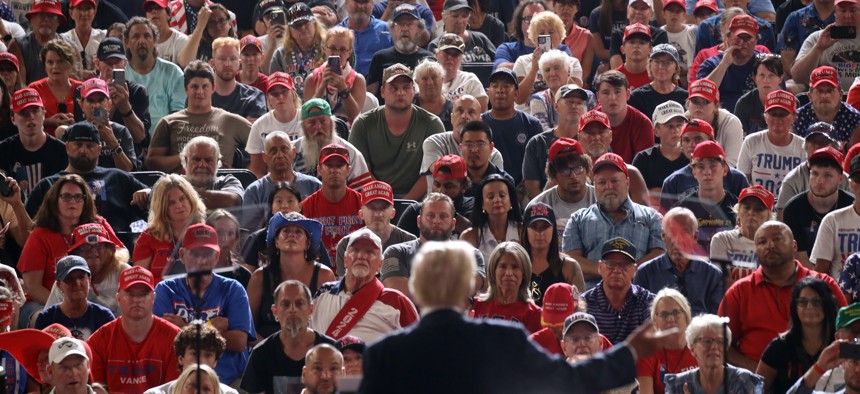 Former President and 2024 GOP presidential nominee Donald Trump in Harrisburg on July 31.