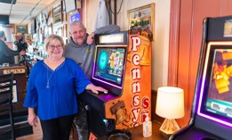 Local restaurant owners in Lebanon pose with Pennsylvania Skill games.