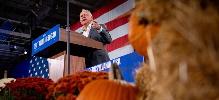 Democratic vice presidential candidate Tim Walz campaigns in York, Pennsylvania.