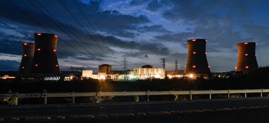 The Three Mile Island Nuclear Plant is seen on September 21, 2024 from across the river in Etters, Pennsylvania.