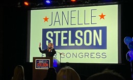 Democrat Janelle Stelson addresses supporters on election night.