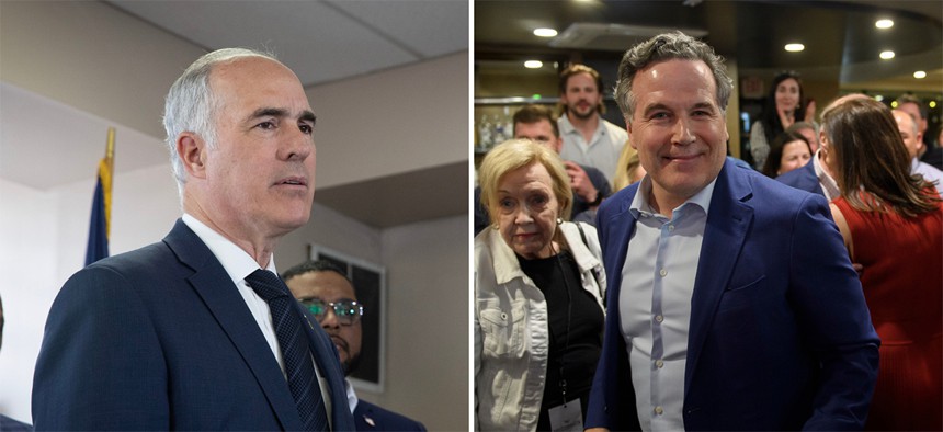 U.S. Sen. Bob Casey (left) and Republican Senate candidate Dave McCormick (right). 