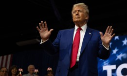 Then-presidential candidate Donald Trump holds a town hall at the Greater Philadelphia Expo Center on October 14, 2024 in Oaks, Pennsylvania.