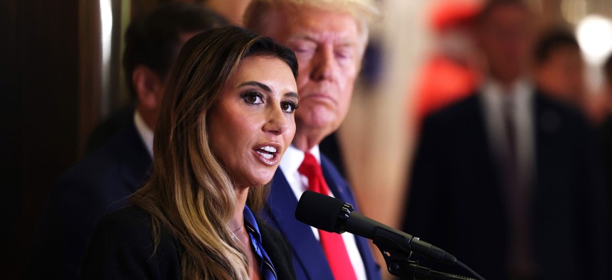 Alina Habba, attorney for President-elect Donald Trump, speaks during a press conference at Trump Tower on September 6, 2024 in New York City.