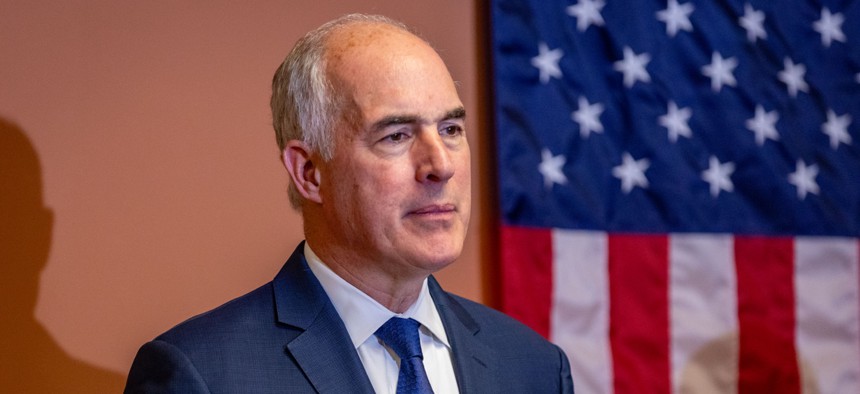 Bob Casey speaks at an October 2024 press conference in Allentown, Pennsylvania.