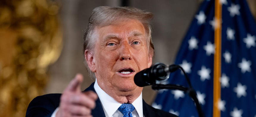 U.S. President-elect Donald Trump speaks at a news conference at his Mar-a-Lago resort in December.