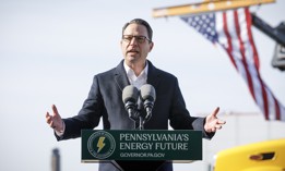 Gov. Josh Shapiro unveils a six-part energy plan at Pittsburgh International Airport.