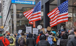 More than 200 unionized graduate students, researchers, university faculty, and their supporters rallied on Wednesday in front of U.S. Sen. Dave McCormick's Philadelphia office.