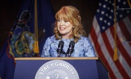 Pennsylvania Treasurer Stacy Garrity speaks at her inauguration ceremony in January 2025.