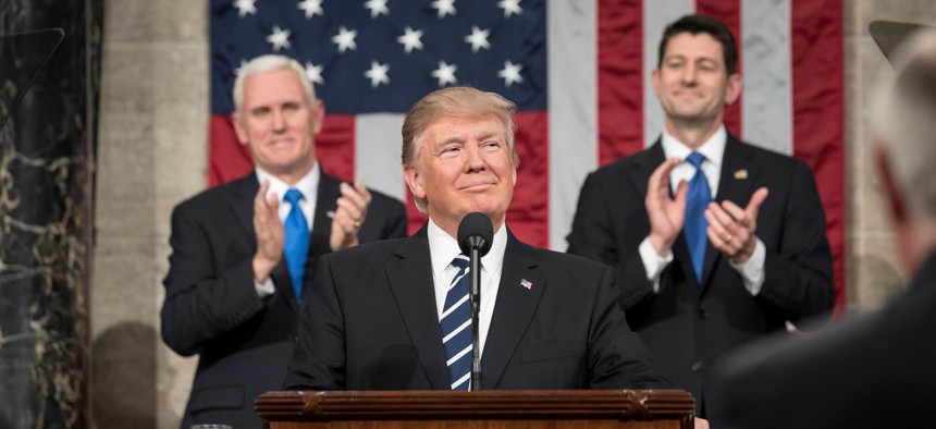 Donald Trump speaks to a joint session of Congress in 2017.