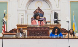 Philadelphia Mayor Cherelle Parker gives her annual budget address to City Council on 3/14/2024. 