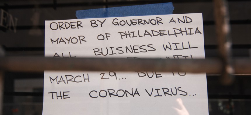 A Philadelphia business’s hastily scrawled note at the outset of COVID-19’s assault on the city in March 2020.