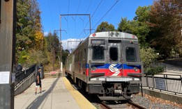SEPTA train at the Cynwyd station in Bala Cynwyd, Pennsylvania.