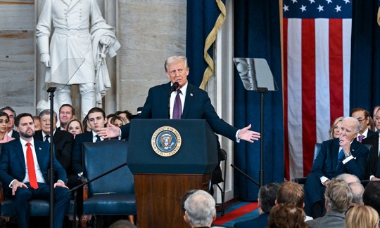 U.S. President Donald Trump speaks after being sworn in during his inauguration in the U.S. Capitol Rotunda on Jan. 20, 2025 in Washington, D.C.