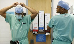 Drs. Vince and Vance Moss in happier times at the Crozer-Chester Medical Center in Upland.