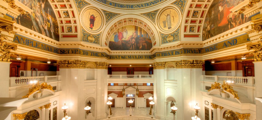Inside the Pennsylvania Capitol rotunda in Harrisburg, Pennsylvania.