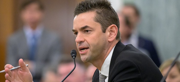 Jared Isaacman speaks during a U.S. Senate confirmation hearing in April 2025.