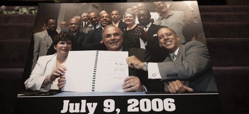 A photo from a 2006 press conference when then-Gov. Ed Rendell signed Pennsylvania’s last minimum wage increase into law.