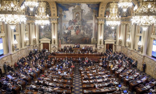 Gov. Josh Shapiro speaks during his annual budget address in February 2025. 