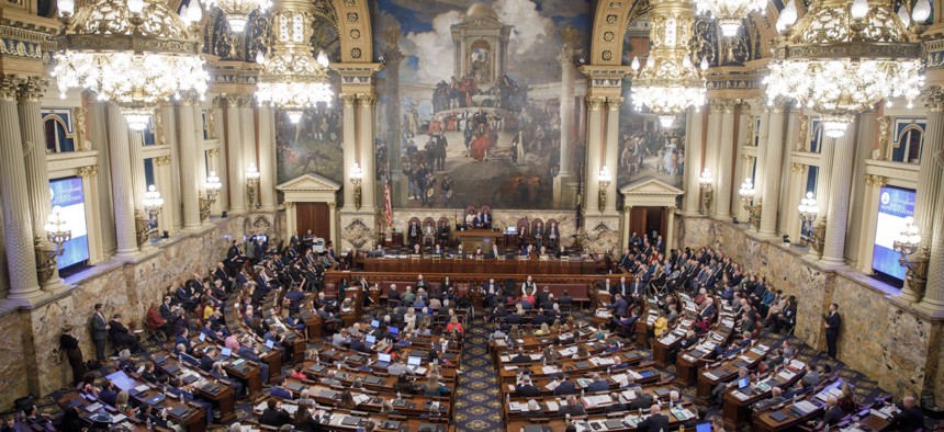 Gov. Josh Shapiro speaks during his annual budget address in February 2025.
