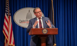 Pennsylvania Secretary of State Al Schmidt speaks to reporters on election night.