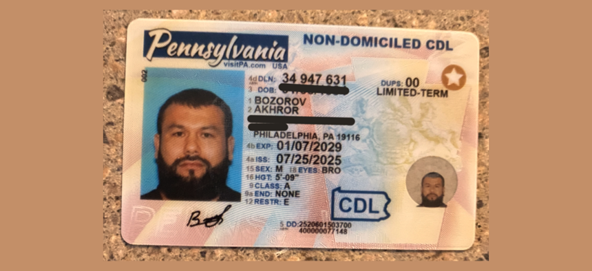 Officials say 31-year-old Akhror Bozorov, who is wanted in Uzbekistan for reportedly belonging to a terrorist organization, had a Pennsylvania commercial driver’s license.