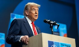 President Donald Trump speaks at a press conference in July 2025.