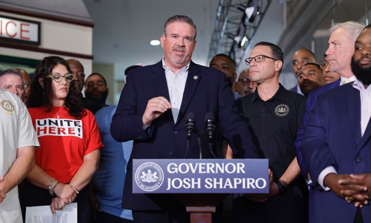 SEPTA General Manager Scott Sauer speaks at a press conference at the agency’s headquarters in Center City Philadelphia on August 10, 2025