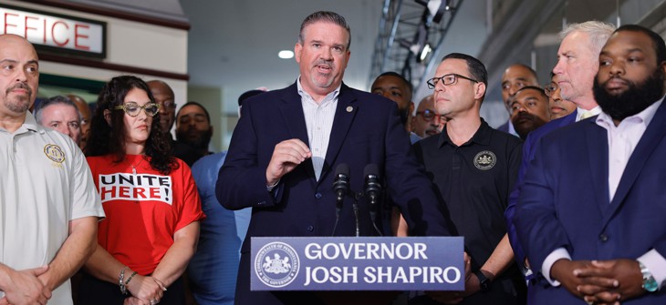 SEPTA General Manager Scott Sauer speaks at a press conference at the agency’s headquarters in Center City Philadelphia on August 10, 2025