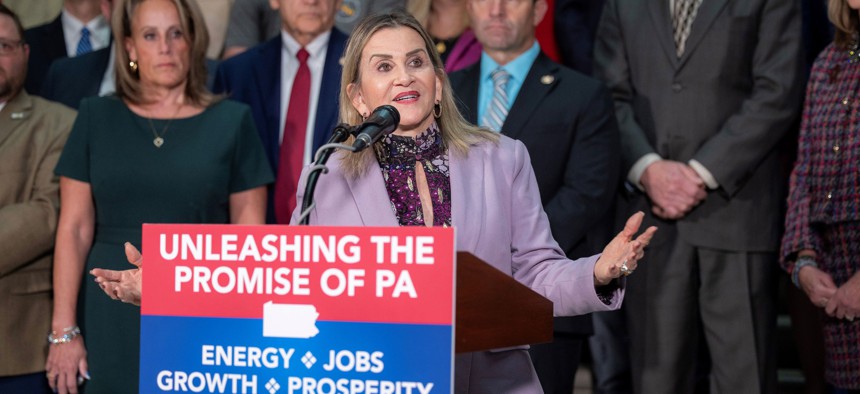 State Sen. Kim Ward speaks at a November 2025 press conference. 