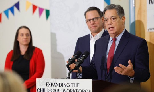 State Sen. Jay Costa speaks at Riverview Children's Center in Verona on Dec. 1, 2025. 