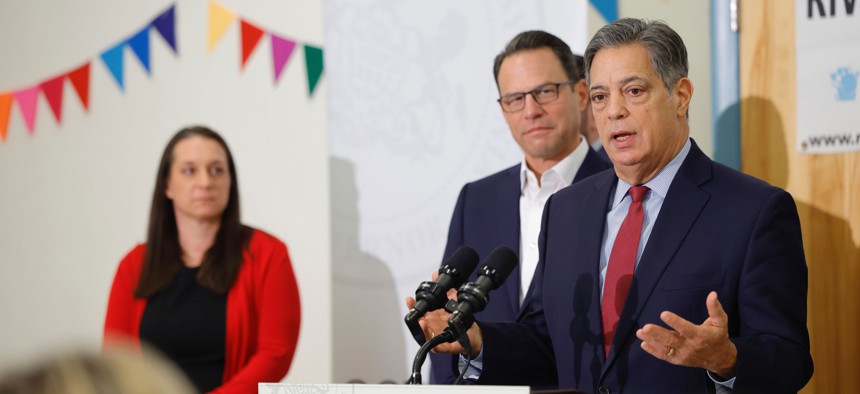 State Sen. Jay Costa speaks at Riverview Children's Center in Verona on Dec. 1, 2025. 