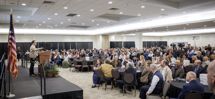 Gov. Josh Shapiro addresses attendees at the 2026 Pennsylvania Farm Show.