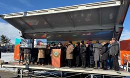 Philadelphia Mayor Cherelle Parker speaks from a podium about her latest affordable housing initiative on Jan. 21, 2026.