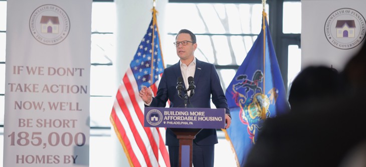 The Shapiro administration announces its Housing Action Plan at the NewCourtland Apartments at Henry Avenue in Philadelphia on Feb. 12, 2026