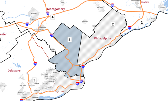 Pennsylvania's 3rd Congressional District, shown in gray.