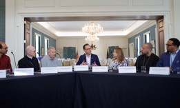 Gov. Josh Shapiro speaks at an interfaith roundtable on the first day of Passover.