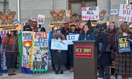 Philadelphia City Councilwoman Rue Landau introduced "ICE OUT" legislation at City Hall.