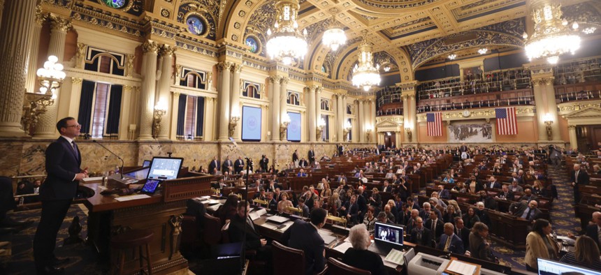 Gov. Josh Shapiro gives his fourth budget address in February 2026.