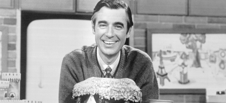Fred Rogers on the set of Mister Rogers' Neighborhood