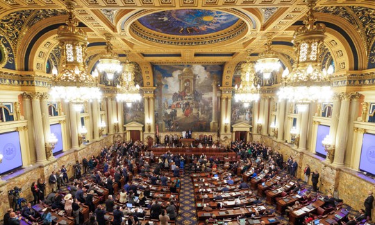 The Pennsylvania House of Representatives during the governor’s budget address.